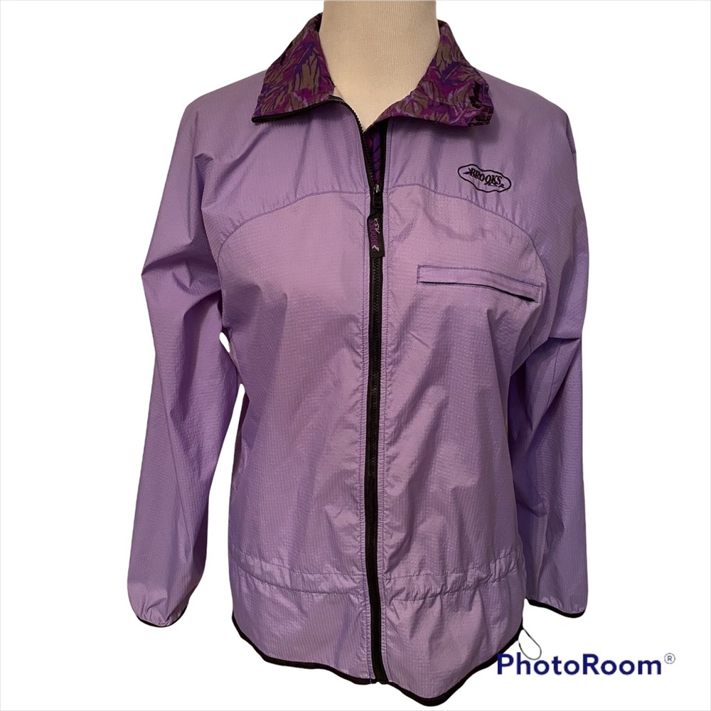 BROOKS ACTIVENT WINDBREAKER VINTAGE JACKET LILAC PURPLE ZIP FRONT ACTIVE SIZE S